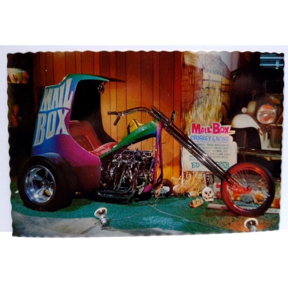 Hot Rod Postcard Mailbox Chopper Cycle Ed Big Daddy Roth Surf Motorcycle 1965